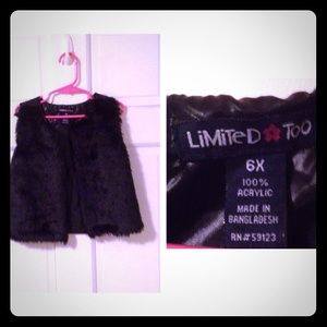 Girls black fur vest